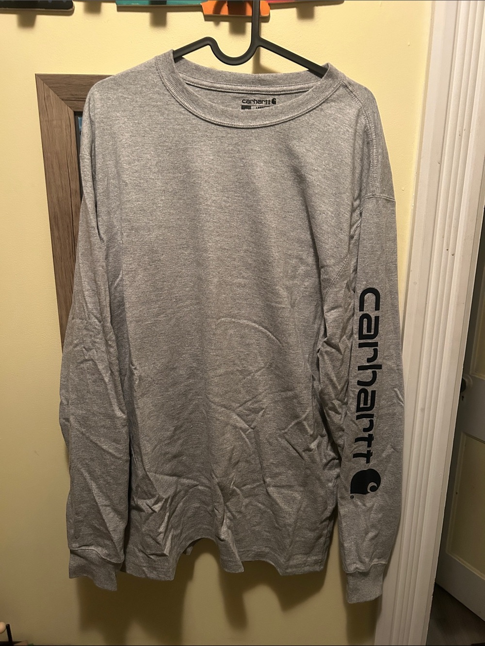 Carhartt Gray Long Sleeve Logo Tee with Sleeve Print
